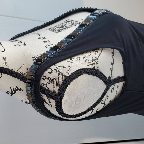 Joseph Ribkoff- Womens Black Double V Beaded Evening Dress Stunning! Sz.10 - Picture 7 of 12